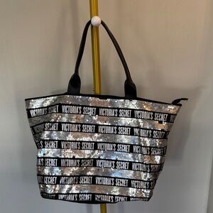 Victoria's Secret sequined Black and Silver Tote